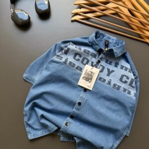 The Typographic Vintage Wash Denim Shirt by Royal Fashion