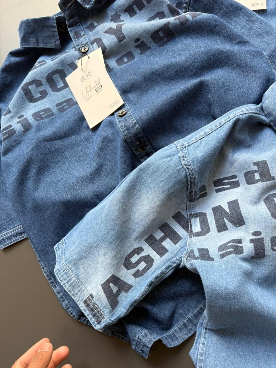The Typographic Vintage Wash Denim Shirt by Royal Fashion - Image 4