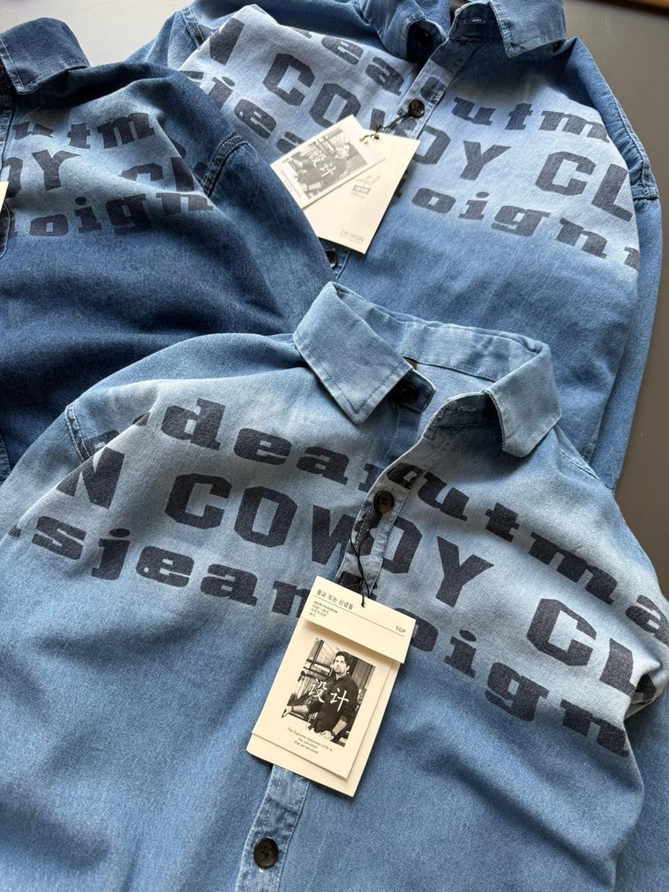 The Typographic Vintage Wash Denim Shirt by Royal Fashion - Image 2