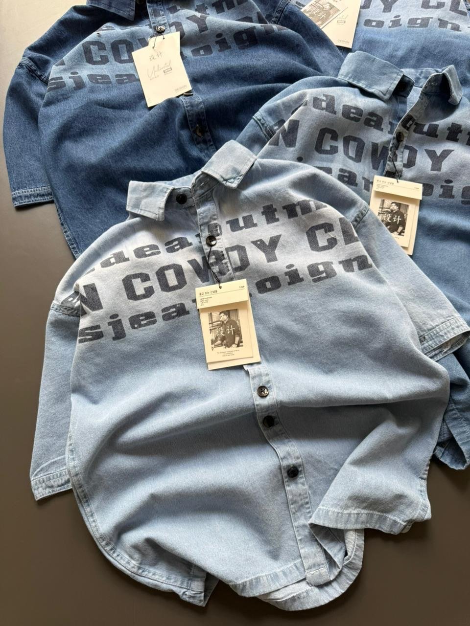 The Typographic Vintage Wash Denim Shirt by Royal Fashion - Image 3